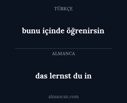das lernst du in - bunu içinde öğrenirsin