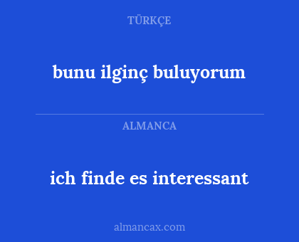 bunu ilginç buluyorum - ich finde es interessant