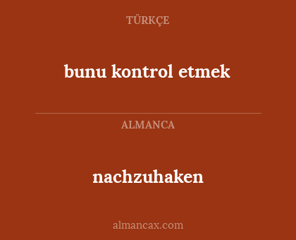 bunu kontrol etmek - nachzuhaken