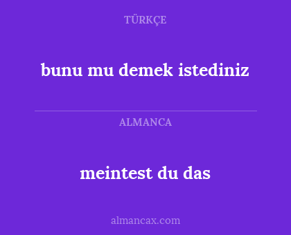 meintest du das - bunu mu demek istediniz