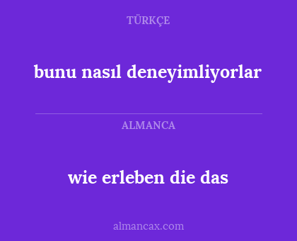 wie erleben die das - bunu nasıl deneyimliyorlar