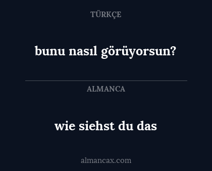 wie siehst du das - bunu nasıl görüyorsun?