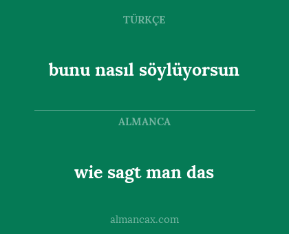 bunu nasıl söylüyorsun - wie sagt man das