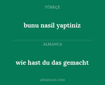 wie hast du das gemacht - bunu nasil yaptiniz