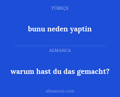 warum hast du das gemacht? - bunu neden yaptin
