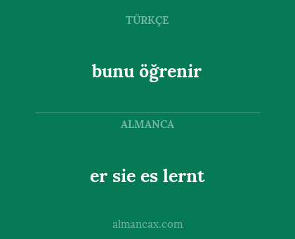 er sie es lernt - bunu öğrenir