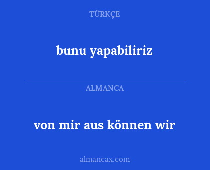 bunu yapabiliriz - von mir aus können wir
