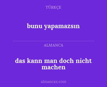 bunu yapamazsın - das kann man doch nicht machen