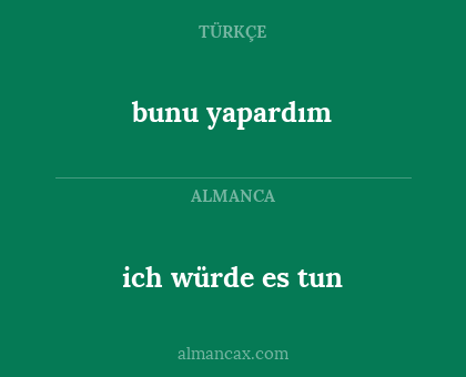bunu yapardım - ich würde es tun