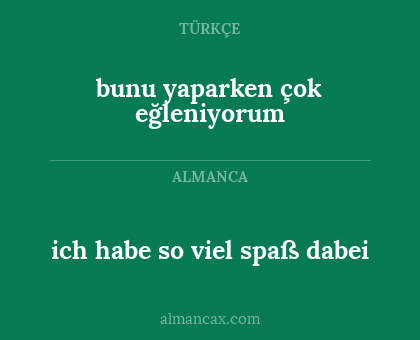 bunu yaparken çok eğleniyorum - ich habe so viel spaß dabei