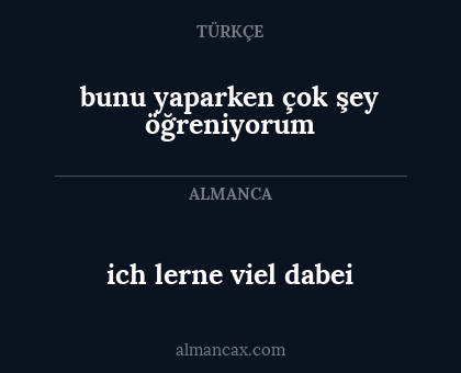bunu yaparken çok şey öğreniyorum - ich lerne viel dabei