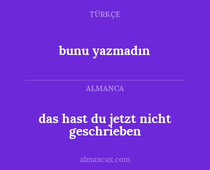 das hast du jetzt nicht geschrieben - bunu yazmadın