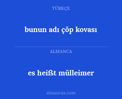 bunun adı çöp kovası - es heißt mülleimer