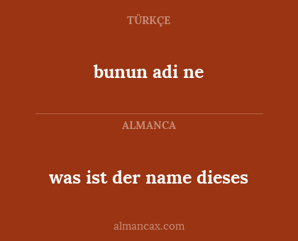 was ist der name dieses - bunun adi ne