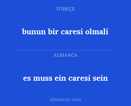 es muss ein caresi sein - bunun bir caresi olmali