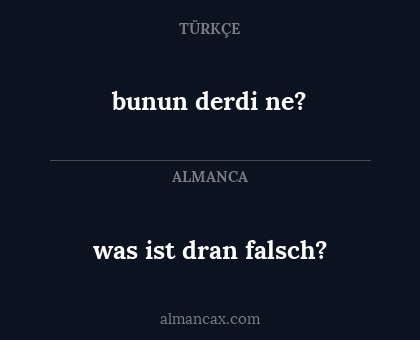bunun derdi ne? - was ist dran falsch?