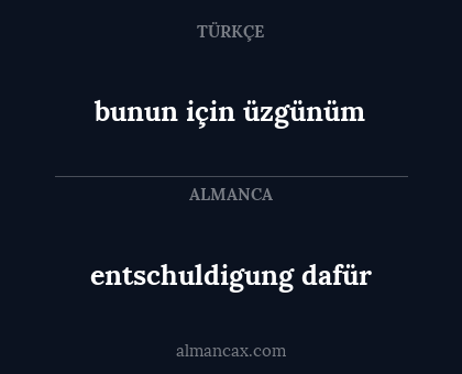 entschuldigung dafür - bunun için üzgünüm