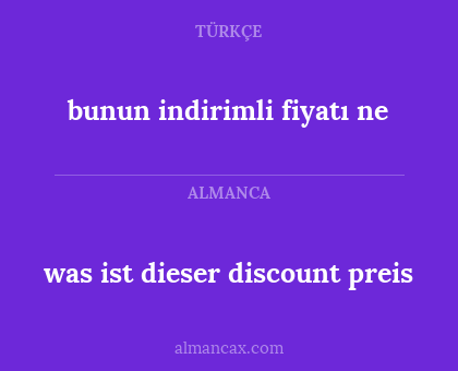 was ist dieser discount preis - bunun indirimli fiyatı ne