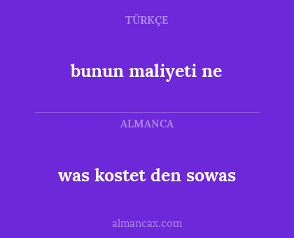 bunun maliyeti ne - was kostet den sowas