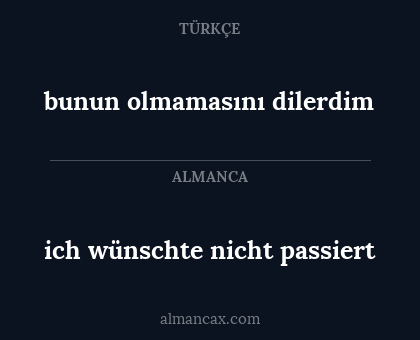 bunun olmamasını dilerdim - ich wünschte nicht passiert