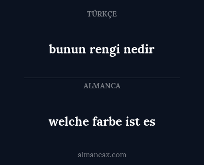 welche farbe ist es - bunun rengi nedir