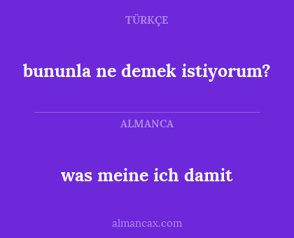 bununla ne demek istiyorum? - was meine ich damit