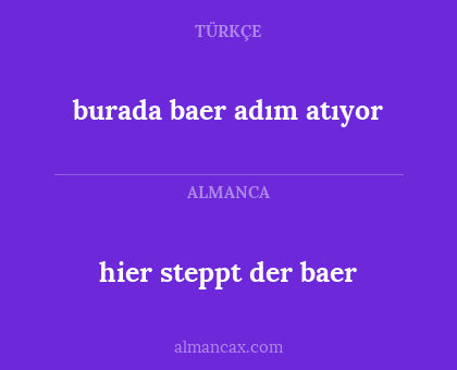 burada baer adım atıyor - hier steppt der baer