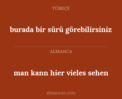 man kann hier vieles sehen - burada bir sürü görebilirsiniz