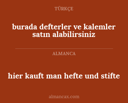 hier kauft man hefte und stifte - burada defterler ve kalemler satın alabilirsiniz