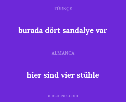 hier sind vier stühle - burada dört sandalye var