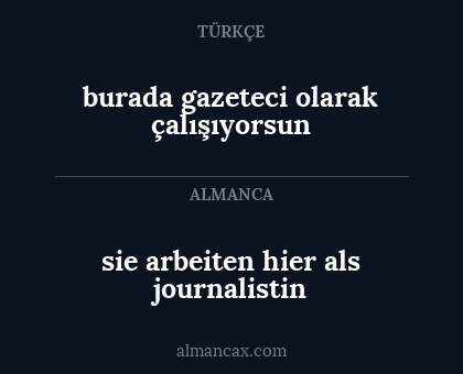 burada gazeteci olarak çalışıyorsun - sie arbeiten hier als journalistin