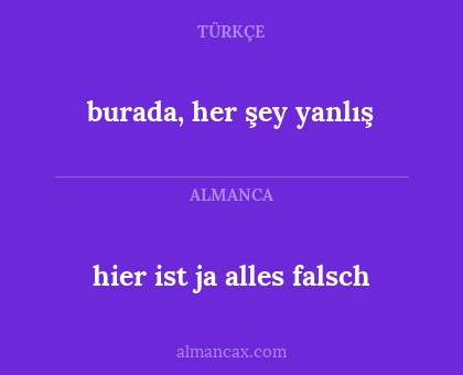 hier ist ja alles falsch - burada, her şey yanlış