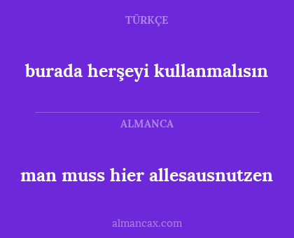 burada herşeyi kullanmalısın - man muss hier allesausnutzen