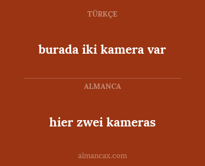 burada iki kamera var - hier zwei kameras