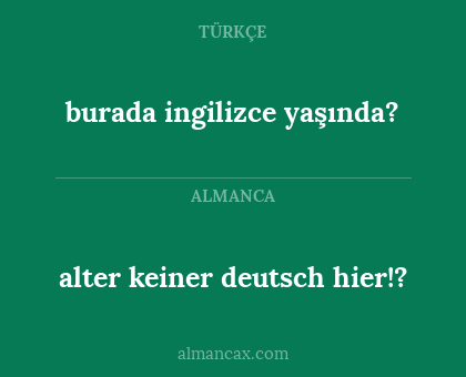 burada ingilizce yaşında? - alter keiner deutsch hier!?
