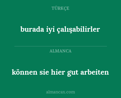 burada iyi çalışabilirler - können sie hier gut arbeiten