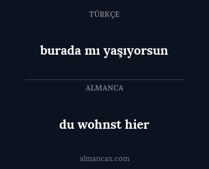 du wohnst hier - burada mı yaşıyorsun