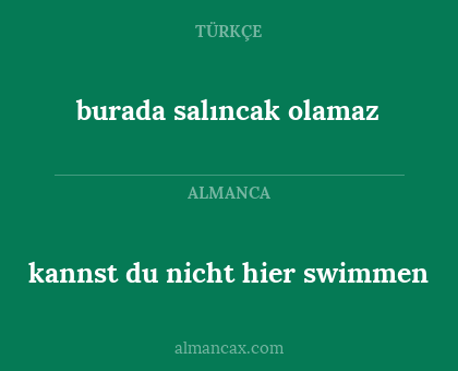 kannst du nicht hier swimmen - burada salıncak olamaz