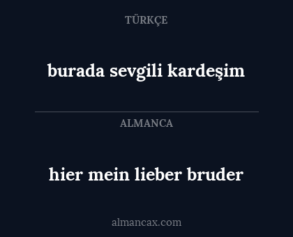 hier mein lieber bruder - burada sevgili kardeşim