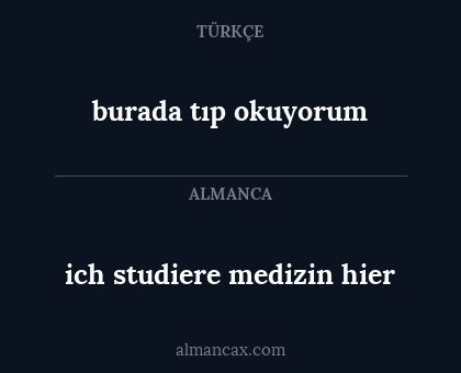 ich studiere medizin hier - burada tıp okuyorum