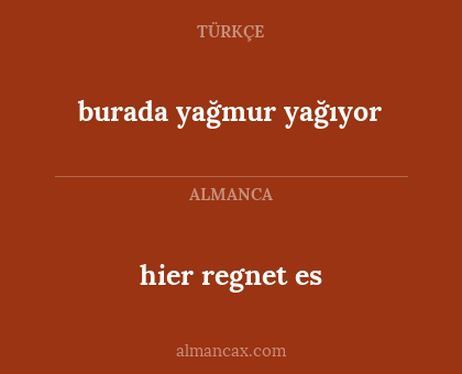 burada yağmur yağıyor - hier regnet es
