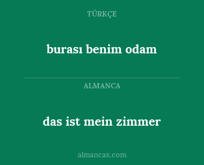 das ist mein zimmer - burası benim odam