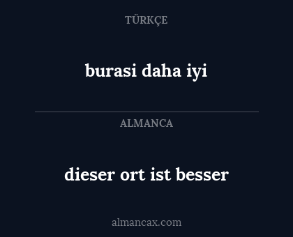 dieser ort ist besser - burasi daha iyi