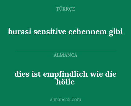 dies ist empfindlich wie die hölle - burasi sensitive cehennem gibi