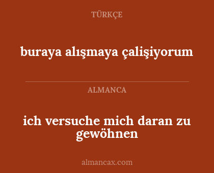 ich versuche mich daran zu gewöhnen - buraya alışmaya çalişiyorum
