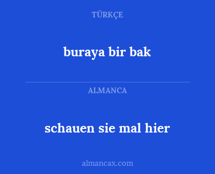 schauen sie mal hier - buraya bir bak