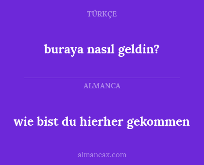 buraya nasıl geldin? - wie bist du hierher gekommen