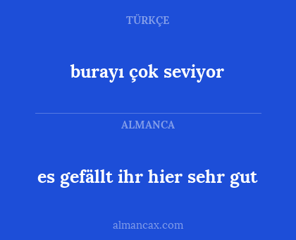 es gefällt ihr hier sehr gut - burayı çok seviyor