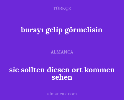 sie sollten diesen ort kommen sehen - burayı gelip görmelisin