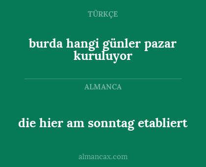 burda hangi günler pazar kuruluyor - die hier am sonntag etabliert